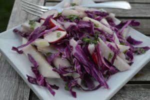 Kohlrabi Cabbage Salad with Farm Boy Mediterranean Dressing